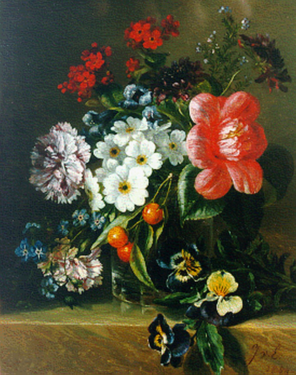 Eeghen J.R. van | van Eeghen, A colourful bouquet, oil on panel 27.5 x 22.0 cm, signed l.r. with initials and dated 1854