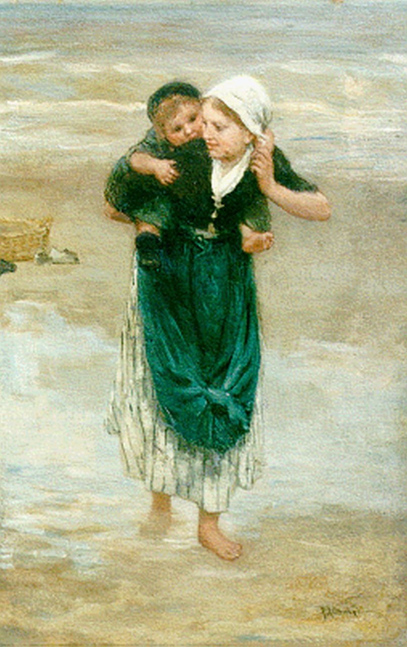Blommers B.J.  | Bernardus Johannes 'Bernard' Blommers, Children on the beach, oil on canvas 45.2 x 29.8 cm, signed l.r.