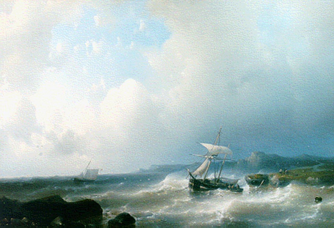 Hulk A.  | Abraham Hulk, Marine met een rotsachtige kust, oil on canvas 41.0 x 58.0 cm, gesigneerd linksonder