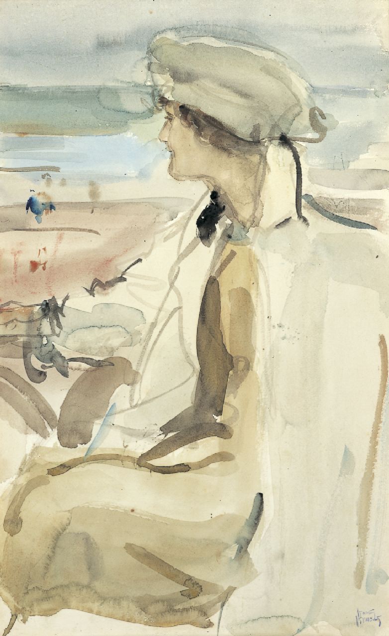 Israels I.L.  | 'Isaac' Lazarus Israels, A portrait of Lola Cornero, Scheveningen, watercolour on paper 47.2 x 30.0 cm, signed l.r. and painted circa 1919