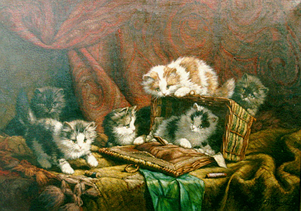 Raaphorst C.  | Cornelis Raaphorst, Furry friends, oil on canvas 50.5 x 70.3 cm, signed l.r.