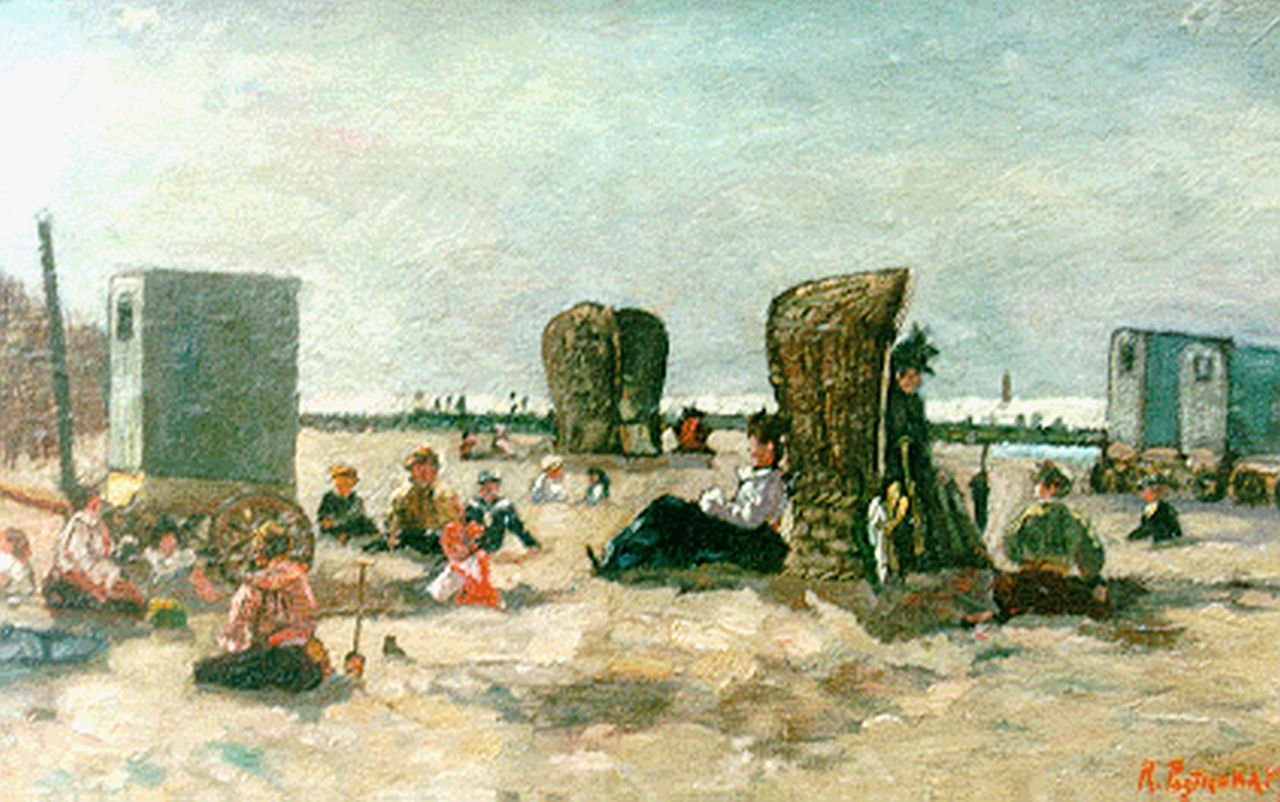 Rudolf Willem Meintz Posthuma | Children playing on the beach, oil on canvas laid down on panel, 24.5 x 38.5 cm, signed l.r. and dated '09