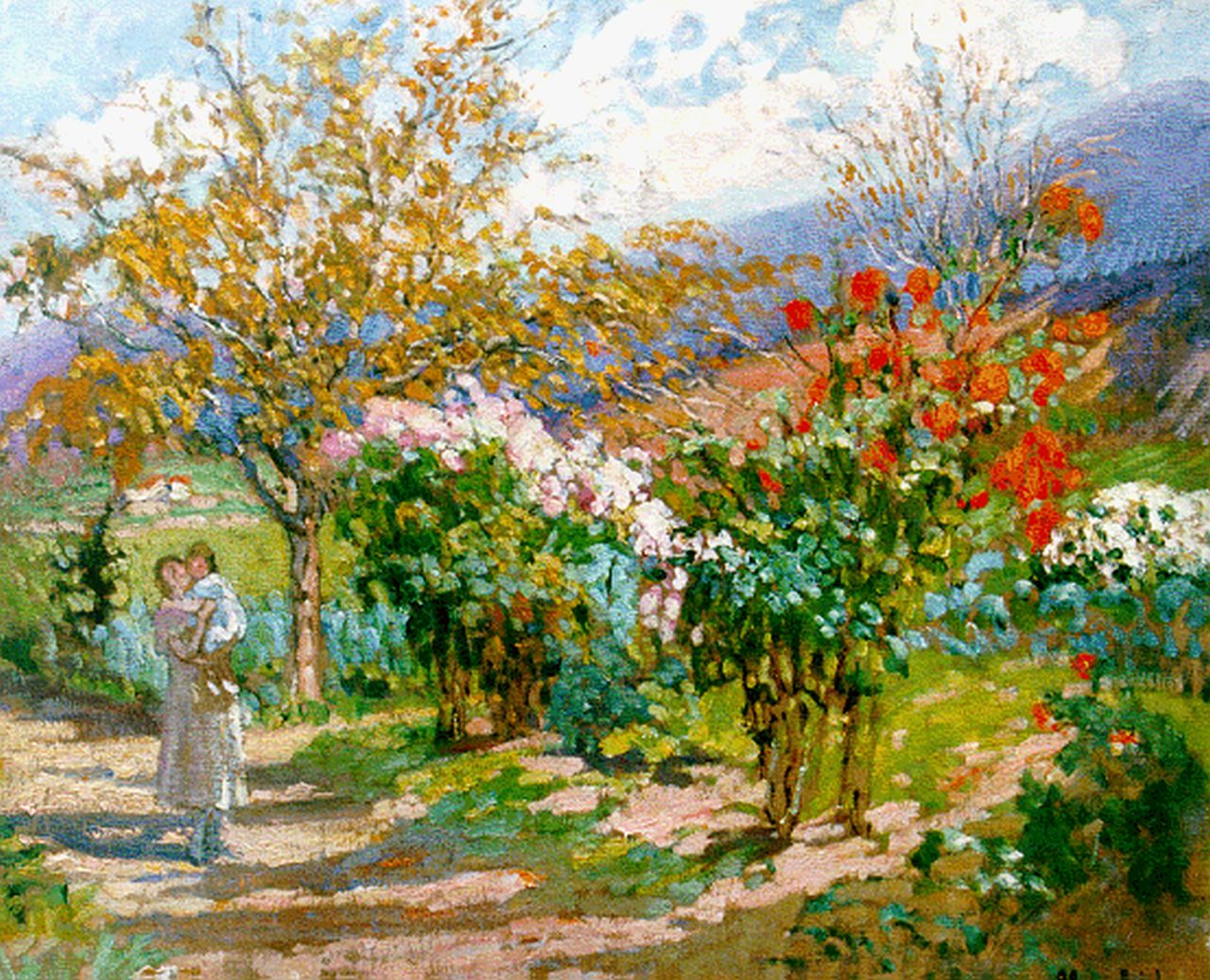 Marie Marguérite Réol | Le pied de dahlias roses, oil on canvas, 60.0 x 73.0 cm, signed l.r.