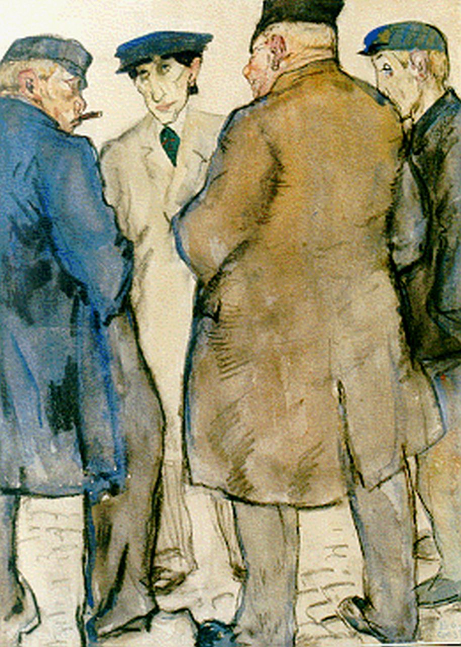 Gestel L.  | Leendert 'Leo' Gestel, The cattle market, mixed media on paper 32.0 x 24.0 cm, signed l.r. and dated '09