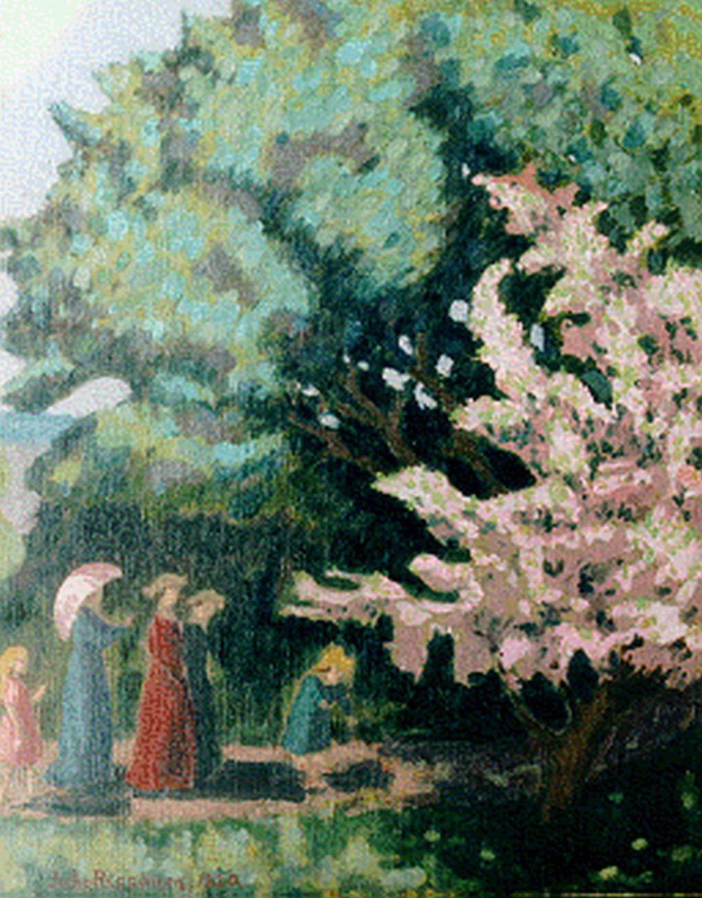 Juho Vilho Rissanen | Strollers in a park, 69.7 x 55.8 cm, signed l.l. and painted circa 1920