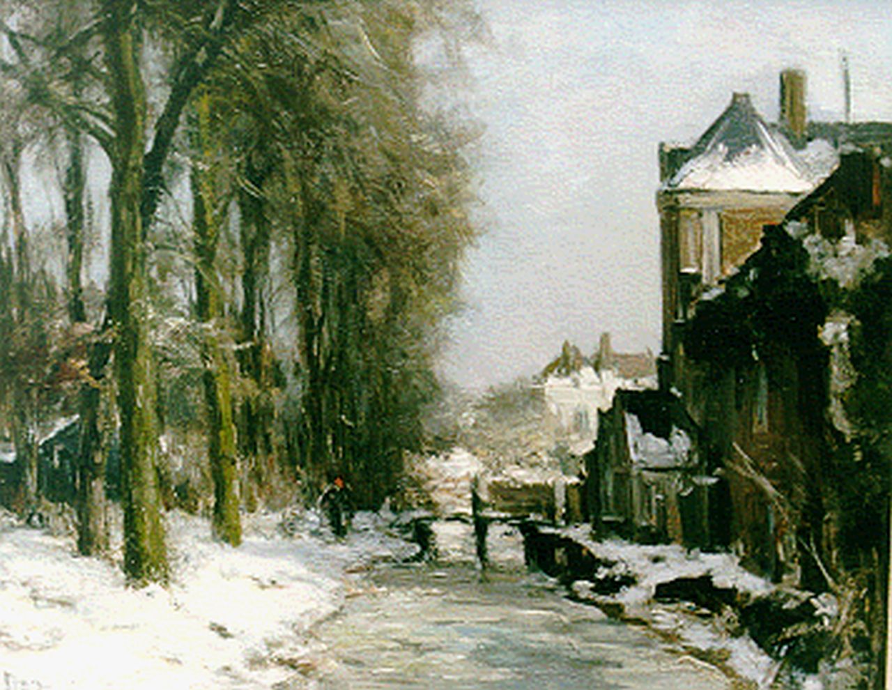 Apol L.F.H.  | Lodewijk Franciscus Hendrik 'Louis' Apol, A village in winter, oil on canvas 39.2 x 50.2 cm, signed l.l.