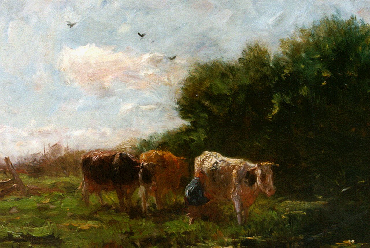 Maris W.  | Willem Maris, Cows in a meadow, oil on canvas 43.2 x 53.0 cm, signed l.l.