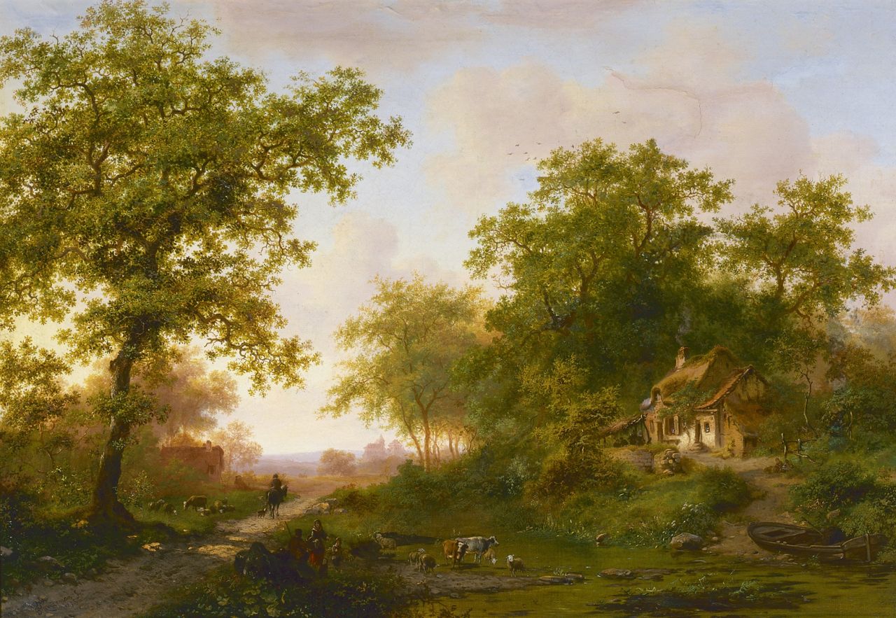 Kruseman F.M.  | Frederik Marinus Kruseman, A wooded landscape in summer, oil on canvas 45.0 x 64.7 cm, signed l.l. and dated 1873