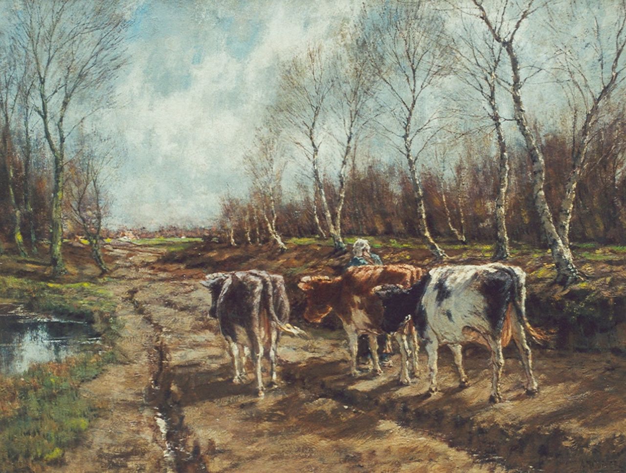 Gorter A.M.  | 'Arnold' Marc Gorter, Cows in an autumn landscape, oil on canvas 66.8 x 87.0 cm, signed l.r.