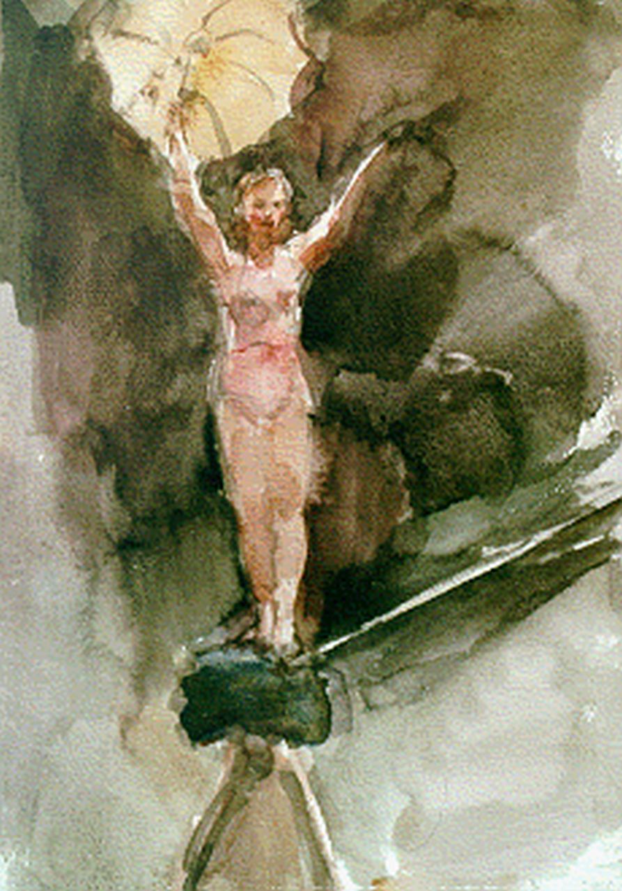 Israels I.L.  | 'Isaac' Lazarus Israels, A tightrope dancer, La Scala Theatre, Milan, watercolour on paper 31.5 x 24.0 cm, signed l.r. and painted circa 1925