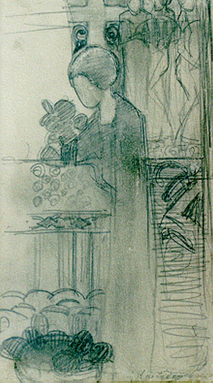 Kruyder H.J.  | 'Herman' Justus Kruyder, Church attendance, pencil on paper 18.7 x 10.8 cm, signed l.r.
