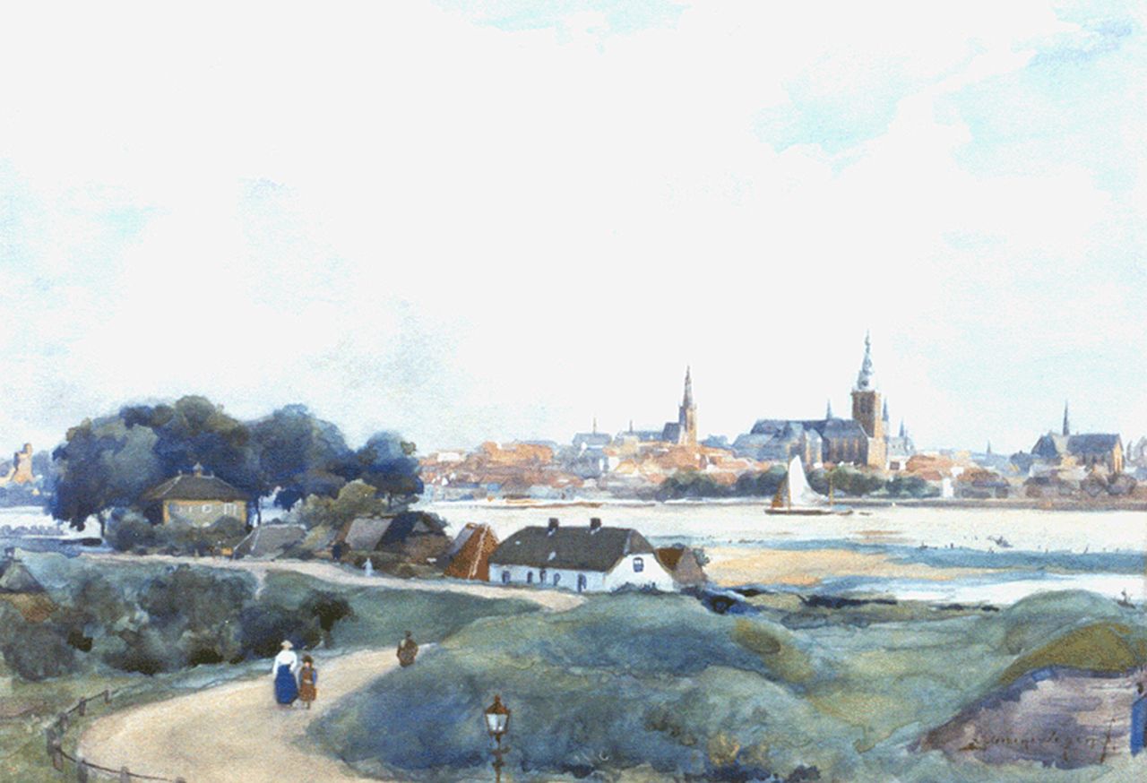 Groenewegen A.J.  | Adrianus Johannes Groenewegen, A view of Nijmegen, watercolour on paper 26.3 x 37.2 cm, signed l.r.