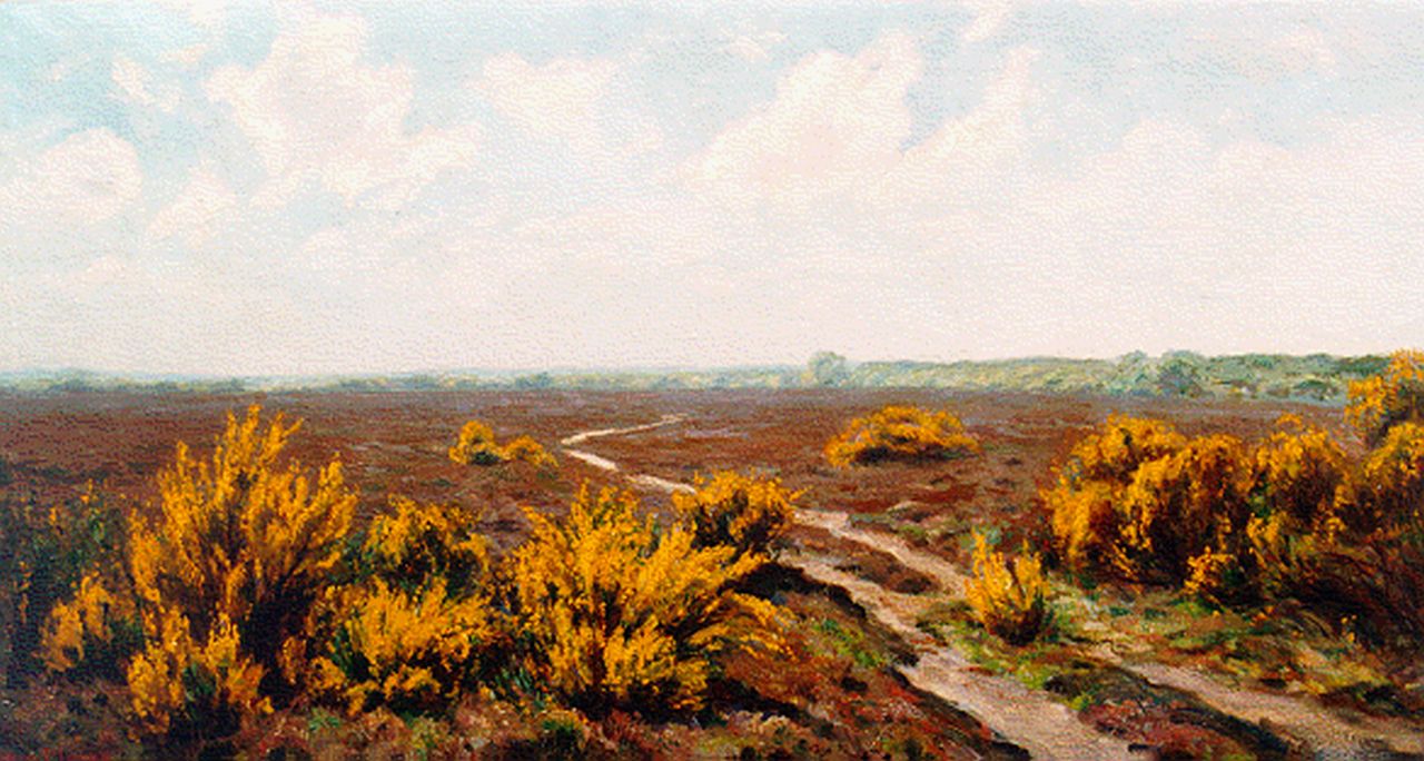 Meijer J.  | Johannes 'Johan' Meijer, A heath landscape, oil on canvas 44.5 x 84.0 cm, signed l.l.