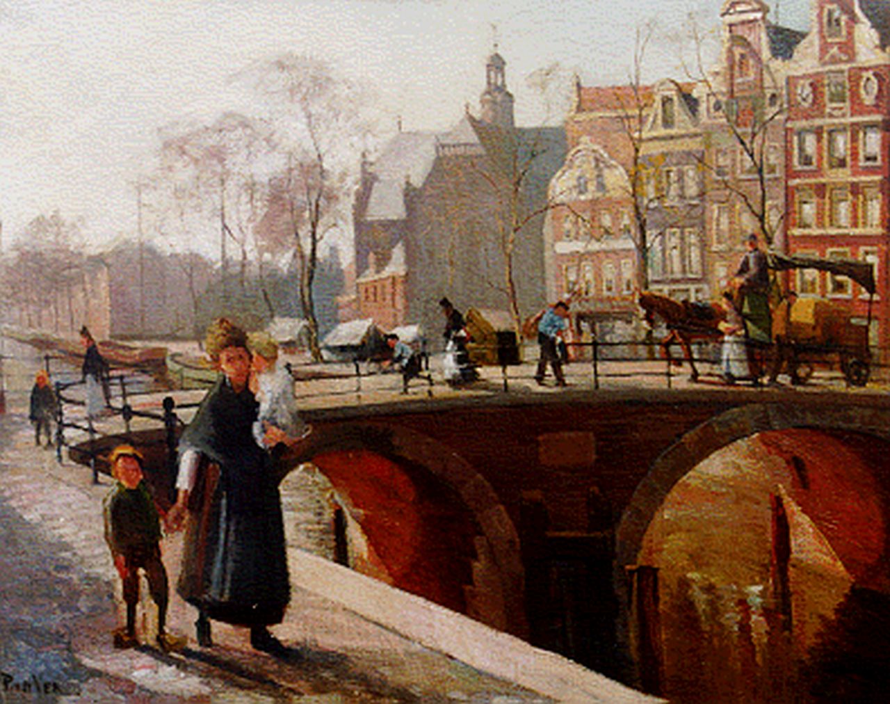 Ven P.J. van der | 'Paul' Jan van der Ven, A view of the Prinsengracht, with the Noorderkerk beyond, Amsterdam, oil on canvas 68.5 x 86.5 cm, signed l.l.