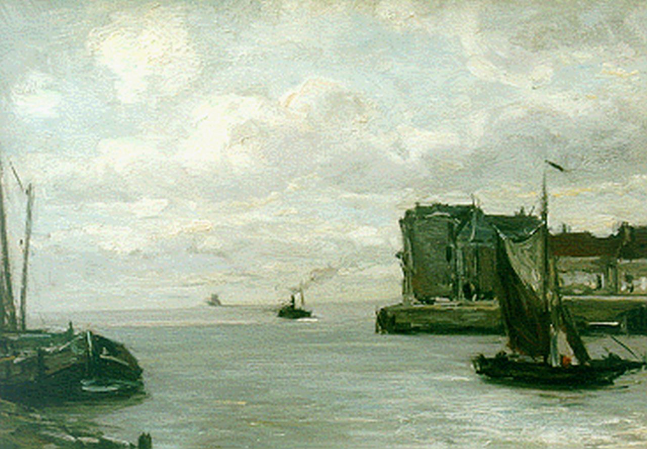 Apol L.F.H.  | Lodewijk Franciscus Hendrik 'Louis' Apol, The harbour of Veere, oil on canvas 30.1 x 40.5 cm, signed l.l.