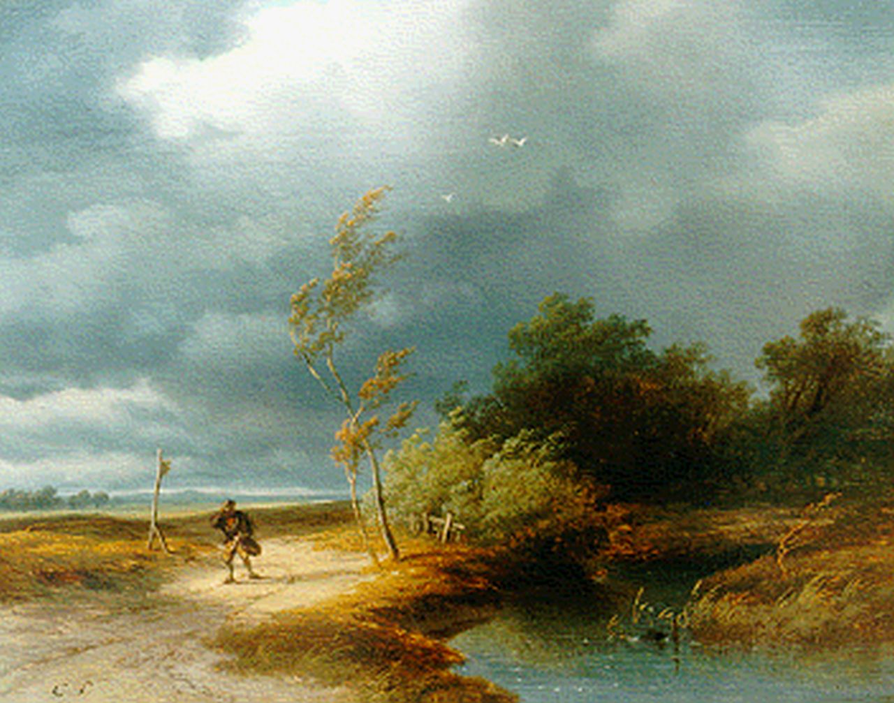 Lieste C.  | Cornelis Lieste, Upcoming storm, oil on panel 26.2 x 33.3 cm, signed l.l. with initials
