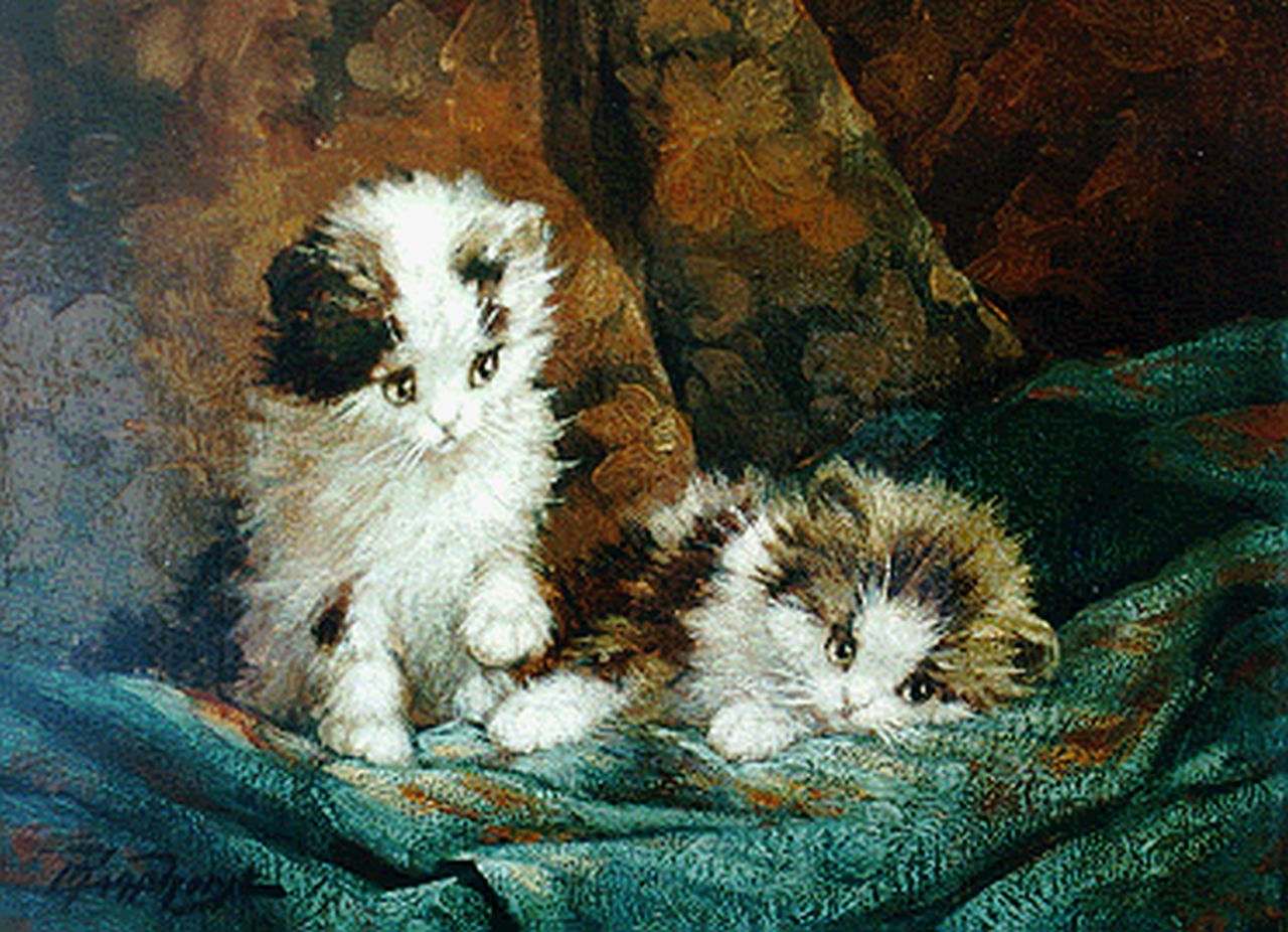 Raaphorst C.  | Cornelis Raaphorst, Two kittens, oil on canvas 18.3 x 24.9 cm, signed l.l.