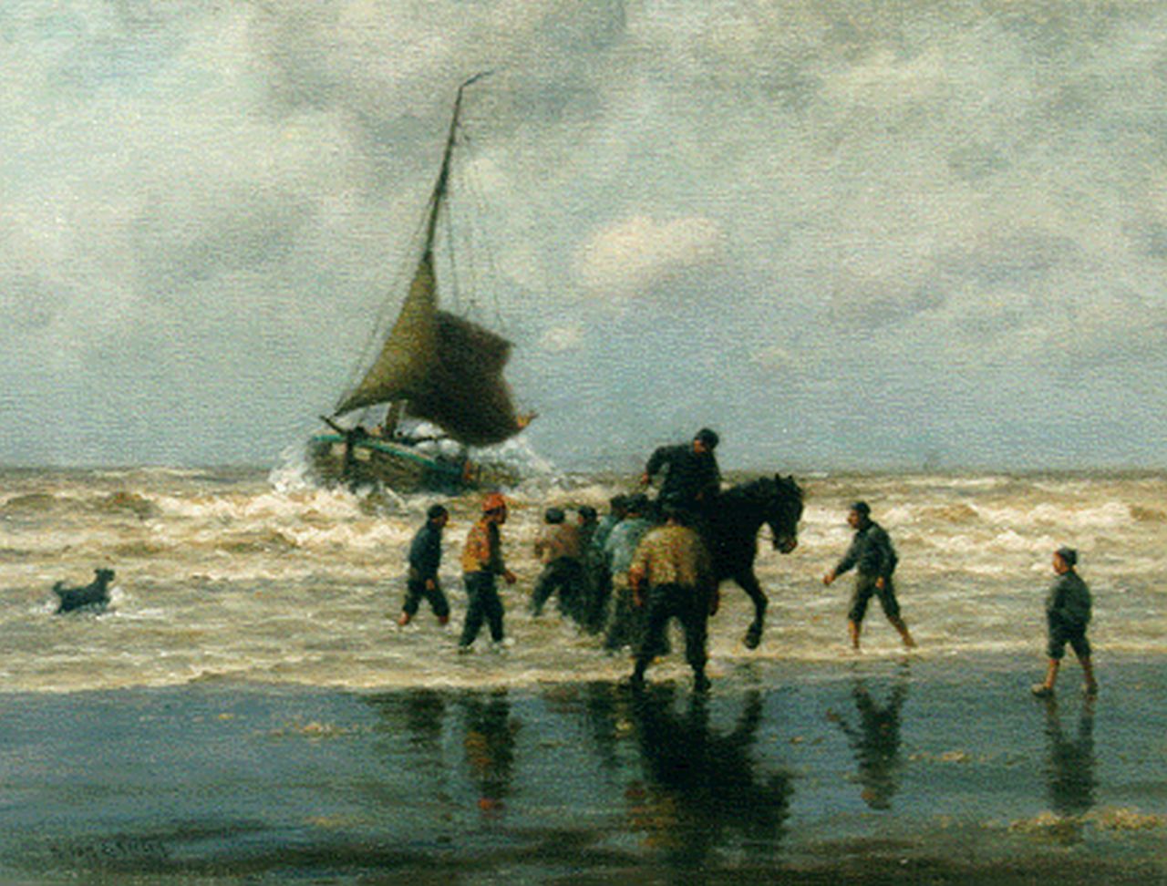 Norton W.E.  | William Edward Norton, The arrival of the fleet, oil on canvas 46.0 x 61.0 cm, signed l.l.