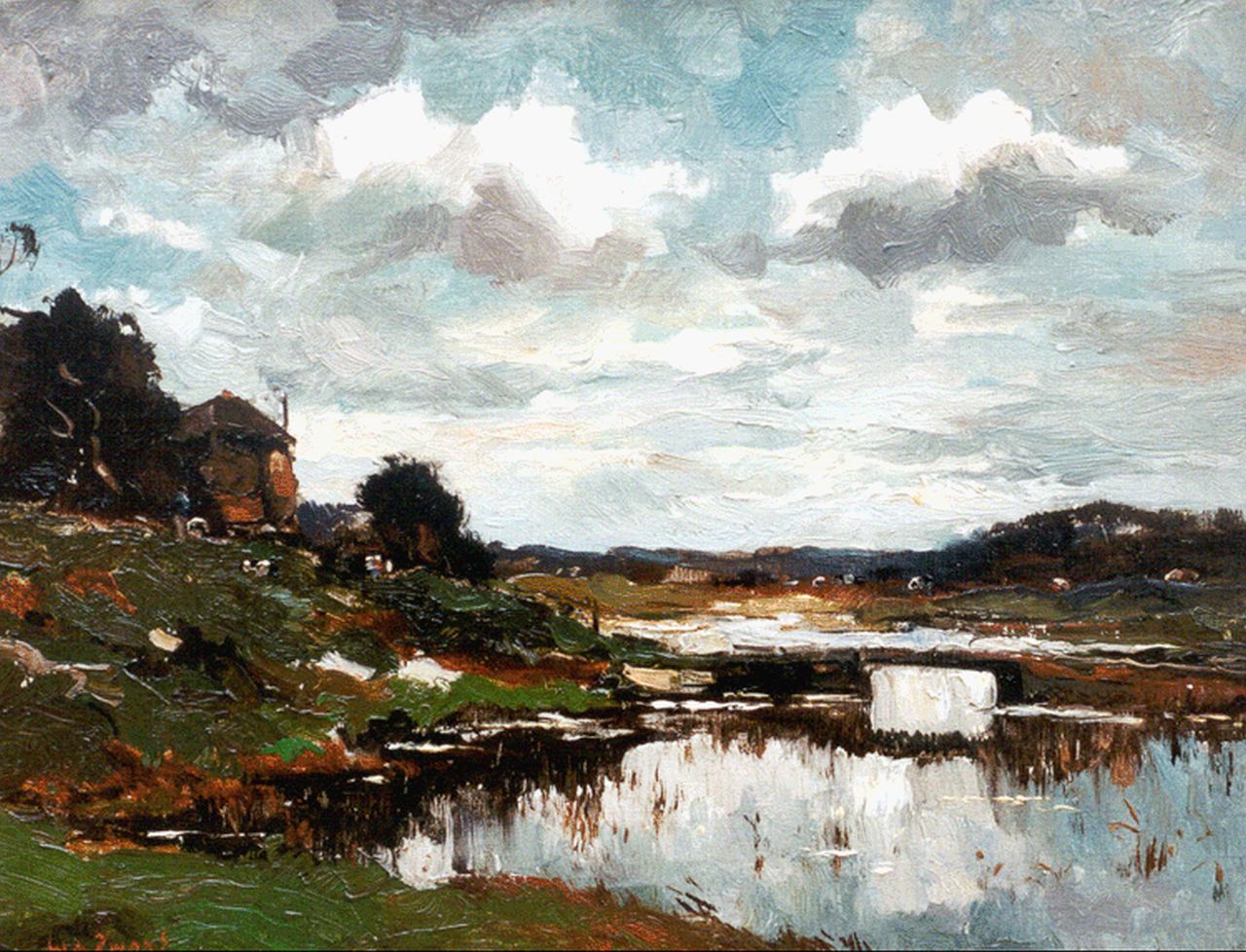 Zwart W.H.P.J. de | Wilhelmus Hendrikus Petrus Johannes 'Willem' de Zwart, A river landscape, oil on canvas 35.8 x 45.5 cm, signed l.l.