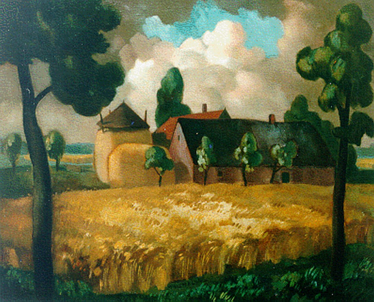 Klijn W.H.  | Wilhelm Heinrich 'Willem' Klijn, A landscape with a farm, Laren, oil on canvas 45.2 x 55.3 cm, signed l.c.