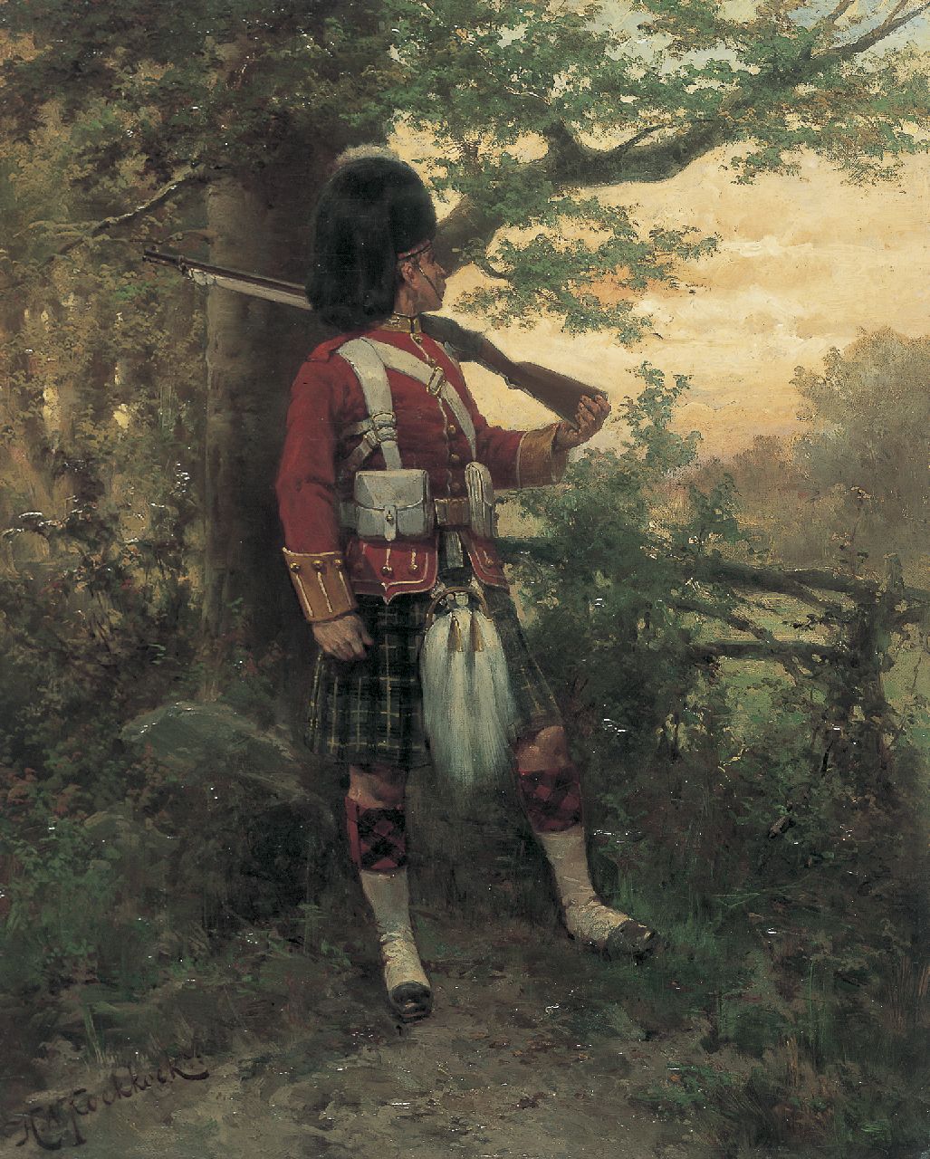 Koekkoek H.W.  | Hermanus Willem Koekkoek, Argyle and Sutherland Highlander, oil on canvas 53.2 x 43.0 cm, signed l.l.