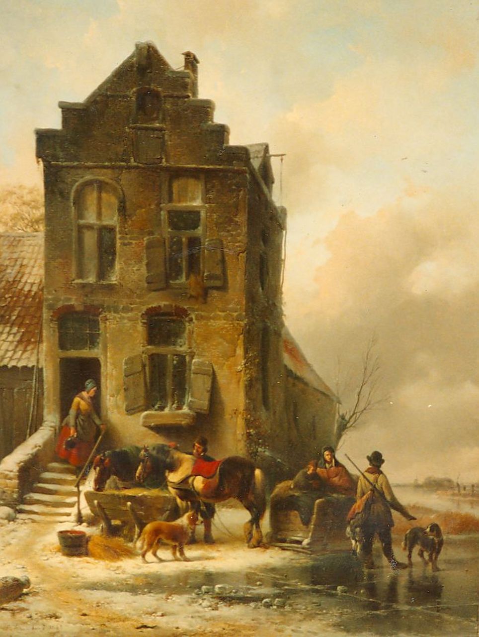 Moerenhout J.J.  | Josephus Jodocus 'Joseph' Moerenhout, A stopping place, oil on panel 74.0 x 56.4 cm, signed l.l. and dated 1842