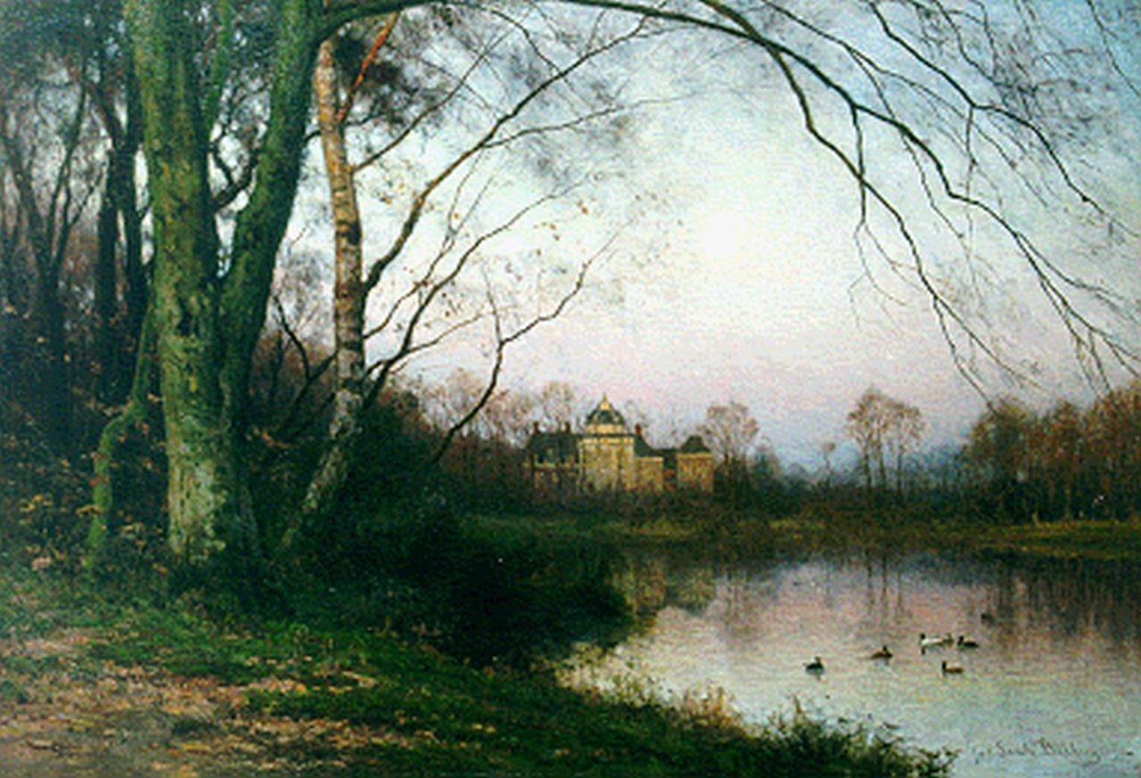 Sande Bakhuyzen J.J. van de | Julius Jacobus van de Sande Bakhuyzen, The Haagse Bos, with Huis ten Bosch in the distance, oil on canvas 70.2 x 104.1 cm, signed l.r.