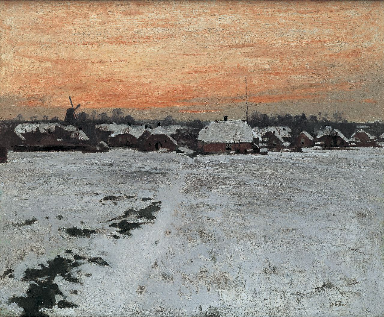 Witsen W.A.  | 'Willem' Arnold Witsen, Evening twilight, Ede, oil on canvas 45.0 x 54.0 cm, signed l.r. and painted circa 1895
