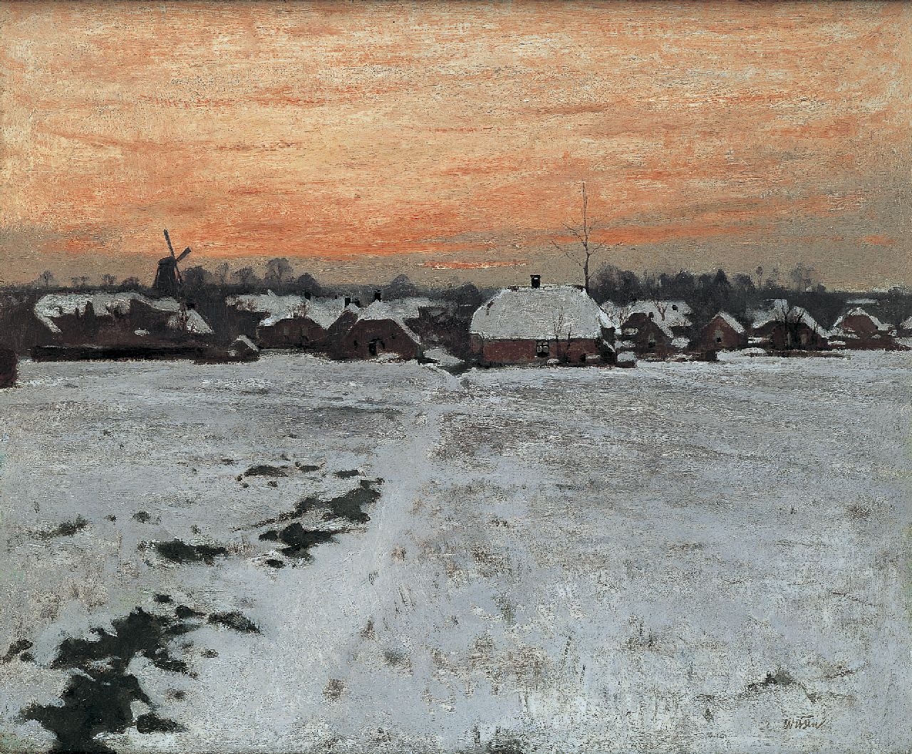 Witsen W.A.  | 'Willem' Arnold Witsen, Evening twilight, Ede, oil on canvas 45.0 x 54.0 cm, signed l.r. and painted circa 1895