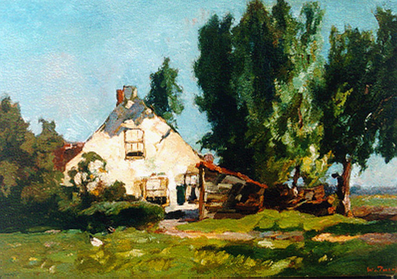 Zwart W.H.P.J. de | Wilhelmus Hendrikus Petrus Johannes 'Willem' de Zwart, A farm in a summer landscape, oil on canvas 33.0 x 48.0 cm, signed l.r.