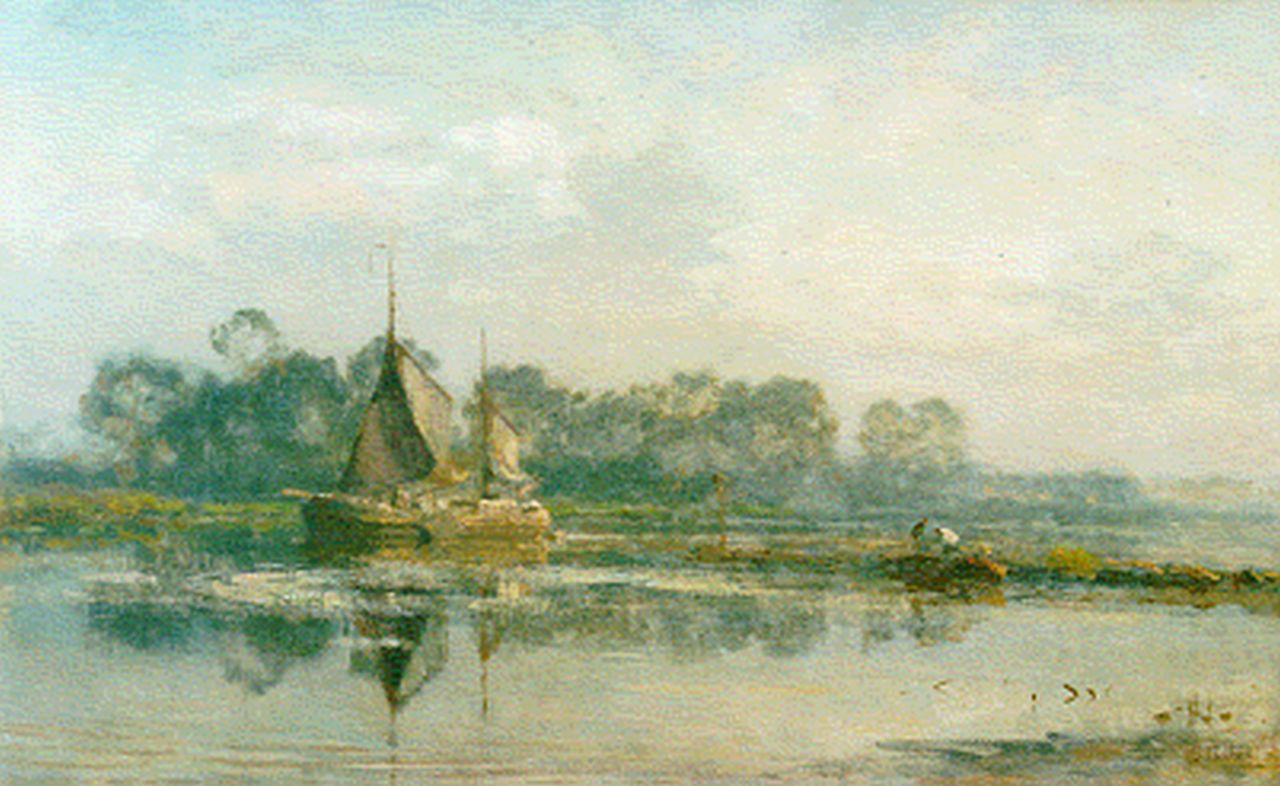 Tholen W.B.  | Willem Bastiaan Tholen, Morning twilight (Warmond), oil on canvas 46.9 x 76.2 cm, signed l.r.