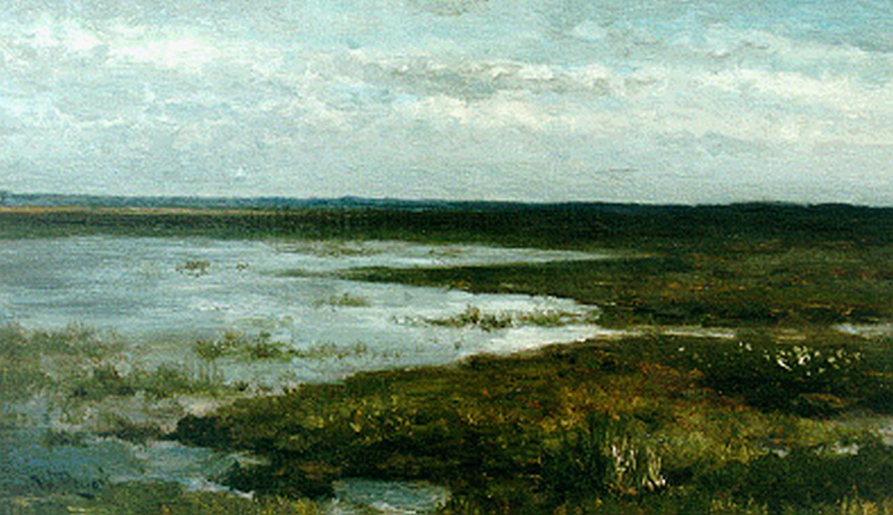 Roelofs W.  | Willem Roelofs, A heath landscape, oil on canvas laid down on panel 24.1 x 41.1 cm, signed l.l.