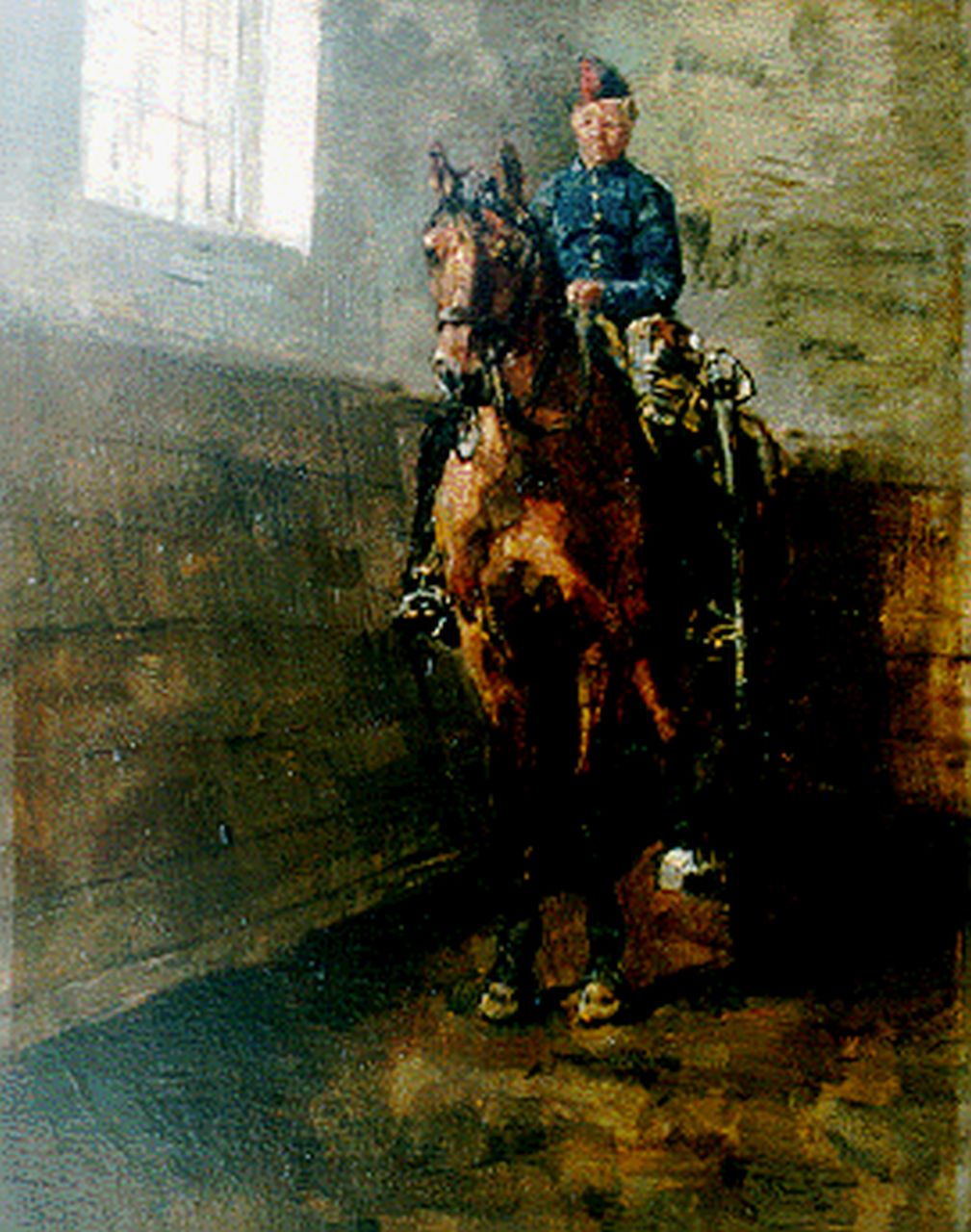 Israels I.L.  | 'Isaac' Lazarus Israels, A cavalry man of the  Bouree Academy, oil on panel 24.9 x 20.0 cm, signed l.r. and dated 1880