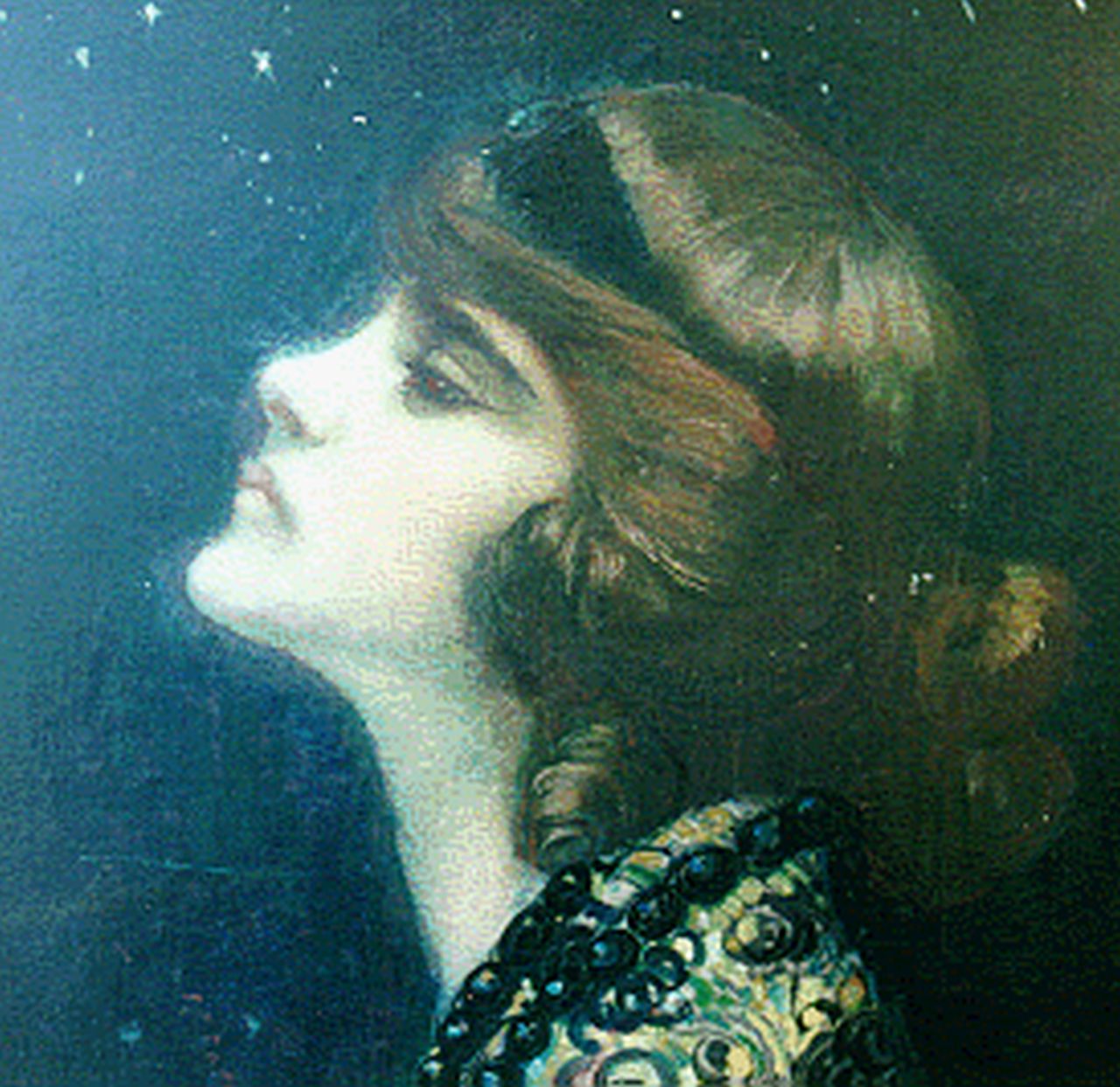 Hogerwaard F.  | François 'Frans' Hogerwaard, Portret van Annie de Meester, oil on panel 38.4 x 39.5 cm, gesigneerd verso