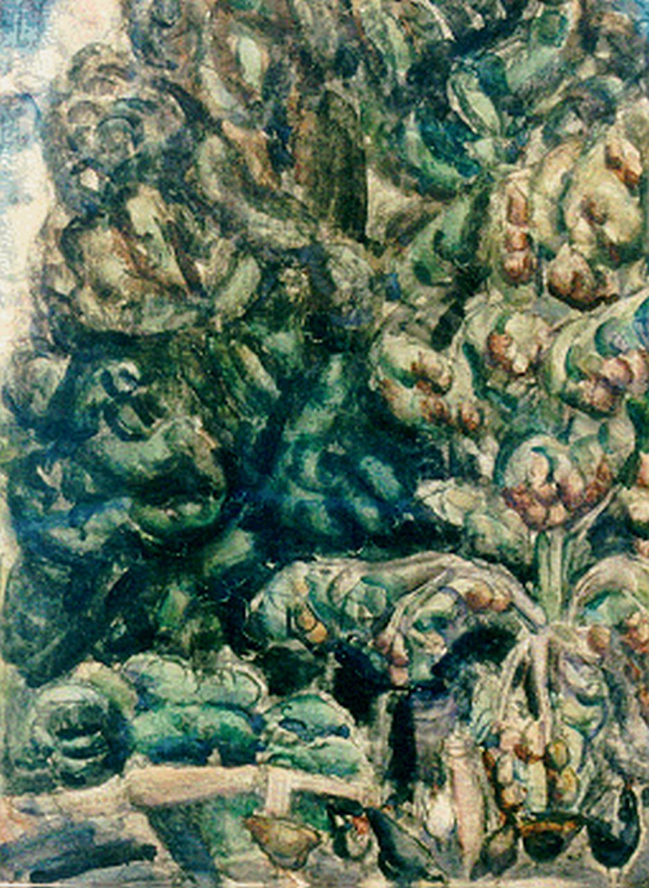 Gestel L.  | Leendert 'Leo' Gestel, The orchard 'De Eenhoorn', Beemster, watercolour on paper 51.5 x 70.3 cm, signed l.l.