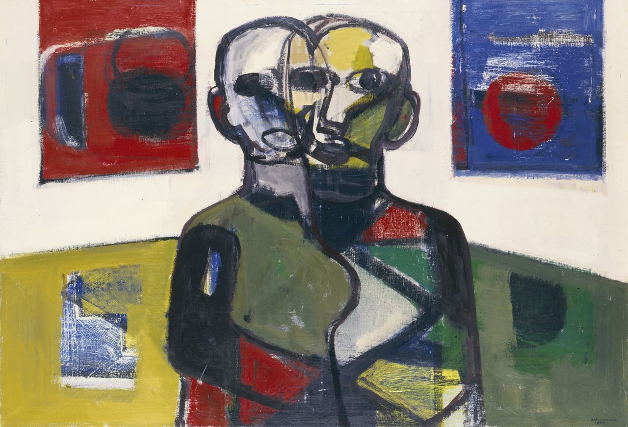 Kagie J.L.  | Johannes Leonardus 'Jan' Kagie, Two figures, oil on canvas 101.7 x 144.9 cm, signed l.r. and dated 1964