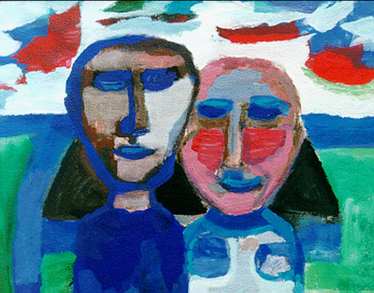 Benner G.  | Gerrit Benner, A couple, gouache on paper 50.0 x 65.5 cm, signed l.r. and dated on the reverse 1967