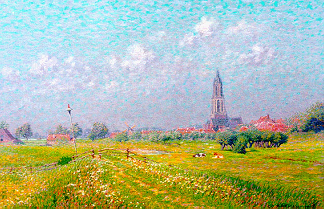 Breman A.J.  | Ahazueros Jacobus 'Co' Breman, A view of Rhenen, oil on canvas 46.0 x 70.5 cm, signed l.r. and dated 1908