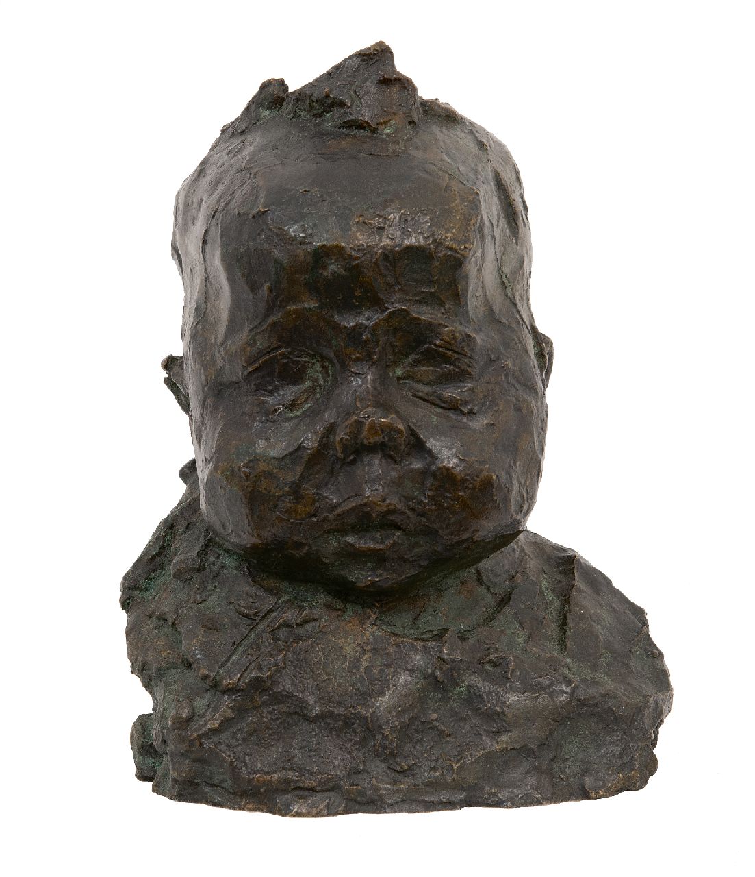 Zijl L.  | Lambertus Zijl, A baby's head, bronze 21.0 cm, signed on the back with initials and made in june '93