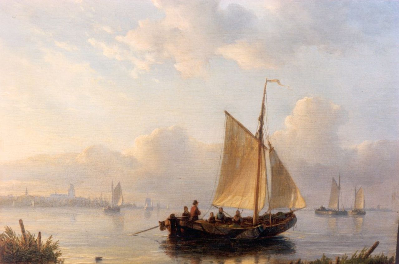 Kleijn L.J.  | Lodewijk Johannes Kleijn, Shipping in a calm, oil on panel 19.5 x 26.4 cm