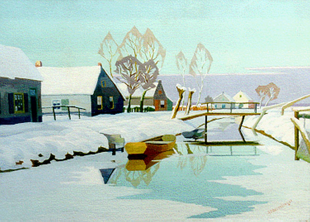 Smorenberg D.  | Dirk Smorenberg, Kortenhoef in winter, oil on canvas 50.0 x 70.2 cm, signed l.r. and dated '25