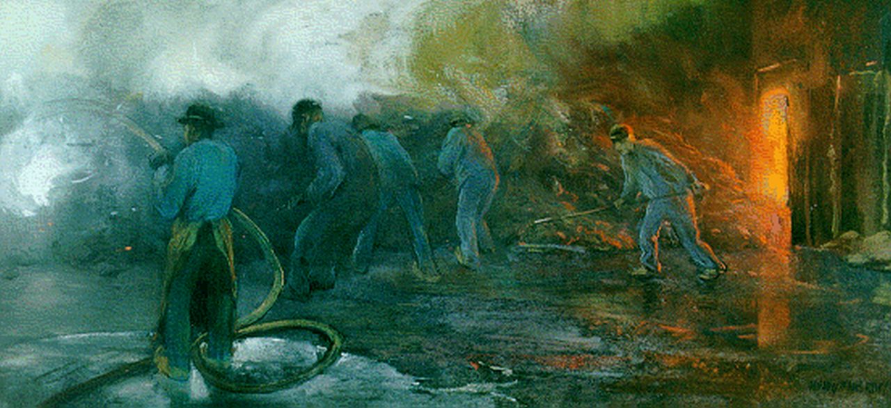 Heijenbrock J.C.H.  | Johan Coenraad Hermann 'Herman' Heijenbrock, Steel production, gouache and pastel on paper 30.0 x 64.0 cm, signed l.r.