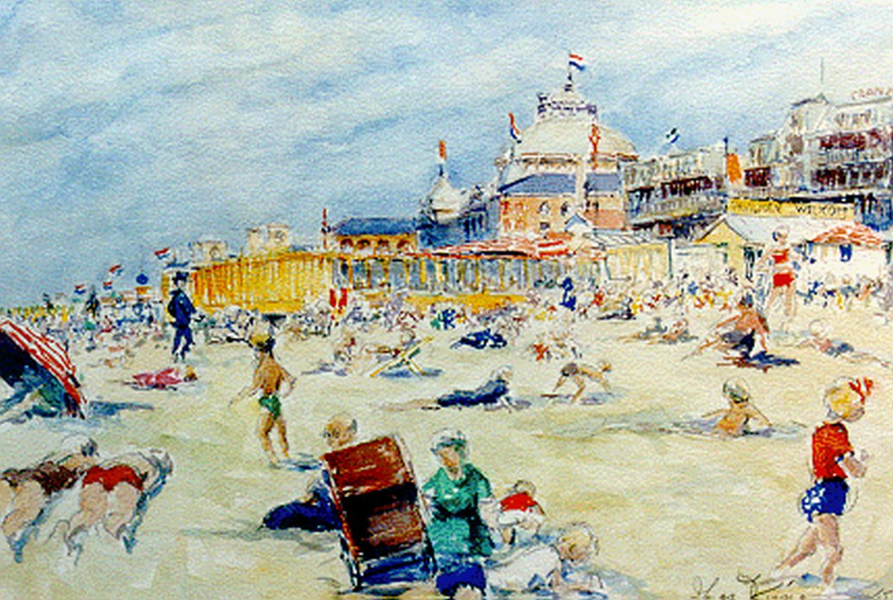 Visser J.  | Jacob 'Jaap' Visser, A view of the Kurhaus, Scheveningen, watercolour on paper 36.0 x 51.3 cm, signed l.r. and dated '47