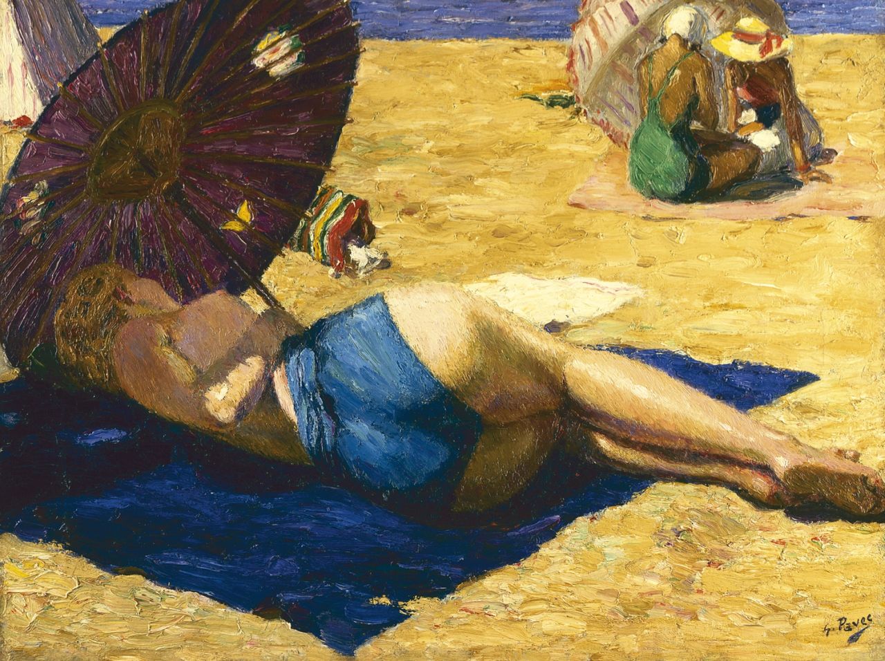 Pavec G.  | Georges Pavec, Premier Bain de Soleil, oil on canvas 49.2 x 64.7 cm, signed l.r.