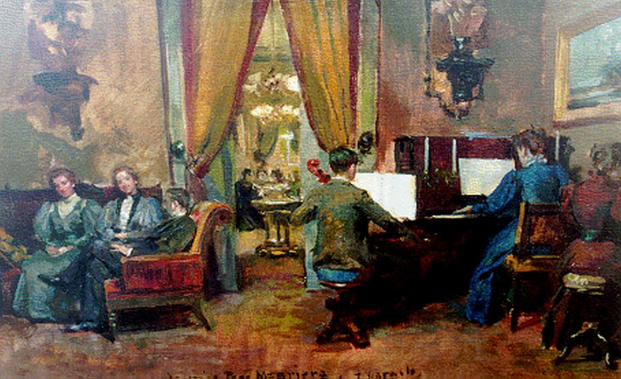 Jose Garnelo | The recital, oil on canvas, 29.3 x 46.5 cm, signed l.c. and dated '96