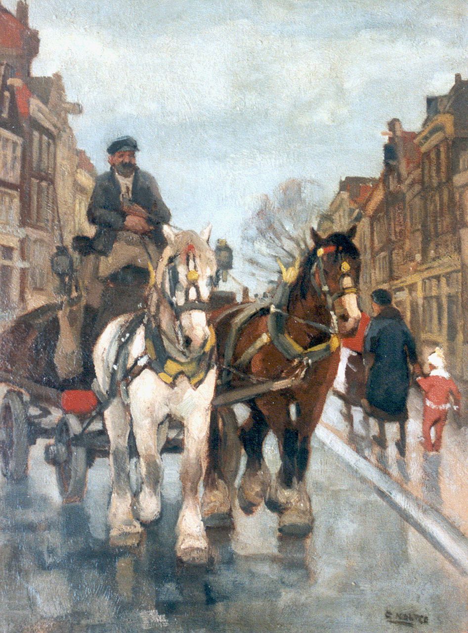 Noltee B.C.  | Bernardus Cornelis 'Cor' Noltee, Horsedrawn cart, oil on canvas 65.2 x 48.5 cm, signed l.r.