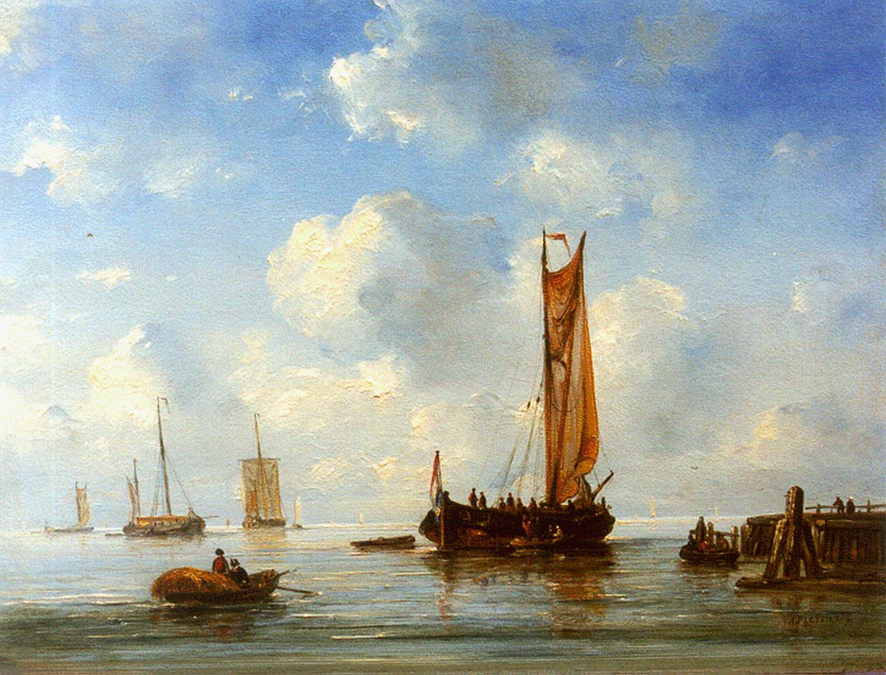 Pleijsier A.  | Ary Pleijsier, Shipping in a calm, oil on panel 31.4 x 41.2 cm, signed l.r.