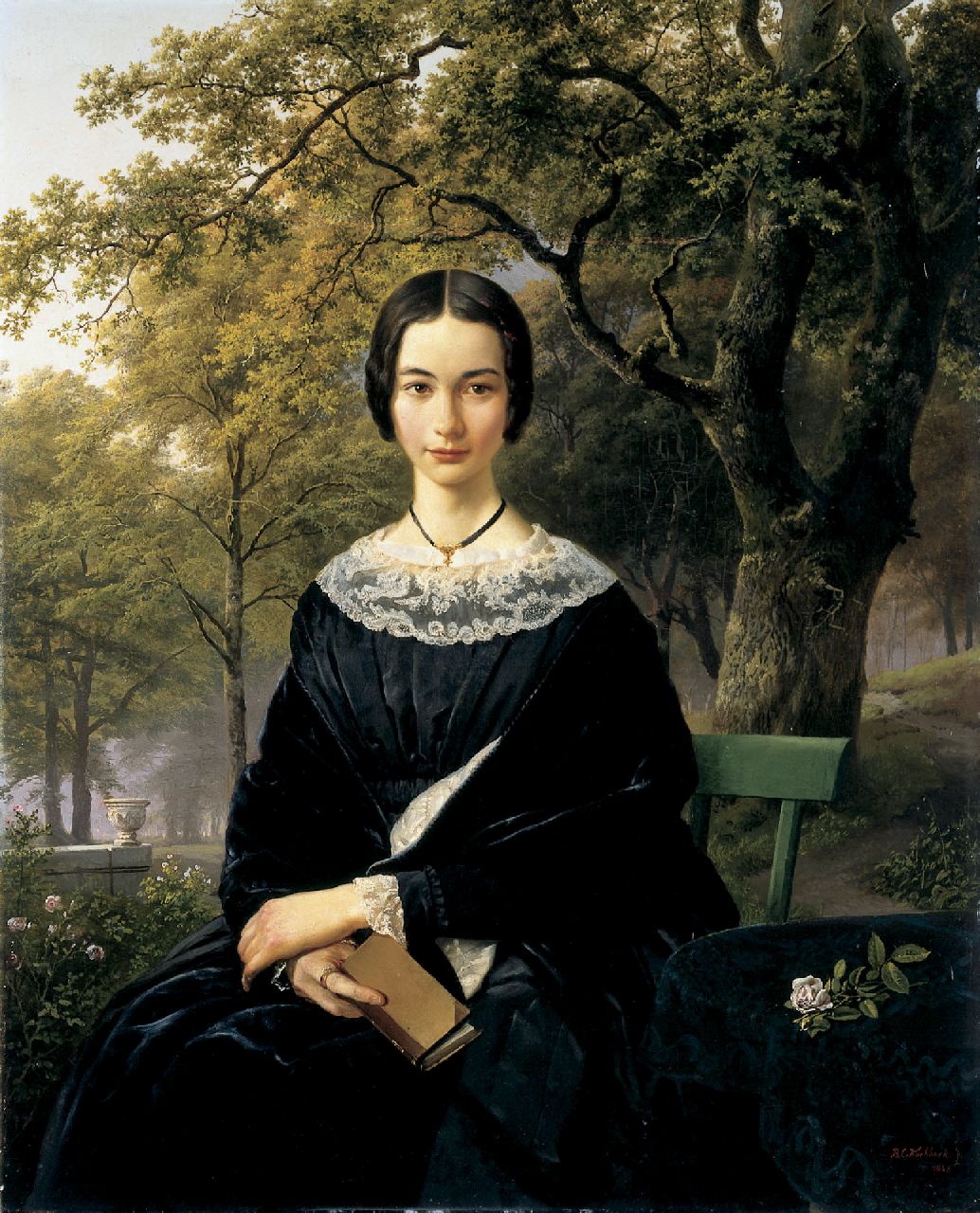 Koekkoek B.C.  | Barend Cornelis Koekkoek, A portrait of an elegant young lady, oil on canvas 84.7 x 64.0 cm, signed l.r. and dated 1846