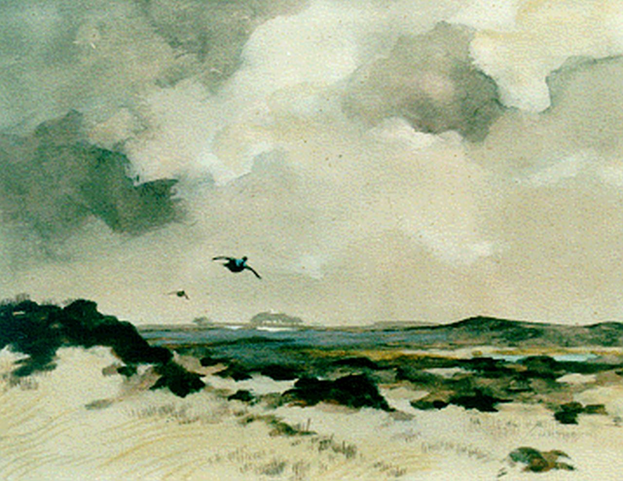 Schrijnder J.A.  | Josephus Alphonus 'Jo' Schrijnder, Ducks flying, watercolour and gouache on paper 21.0 x 27.6 cm, signed l.r.