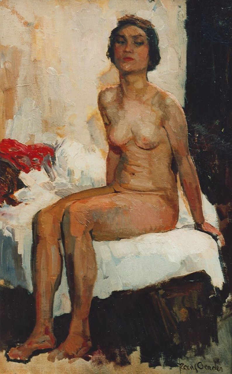 Oerder F.D.  | 'Frans' David Oerder, A seated nude, oil on canvas 70.0 x 45.7 cm, signed l.r.